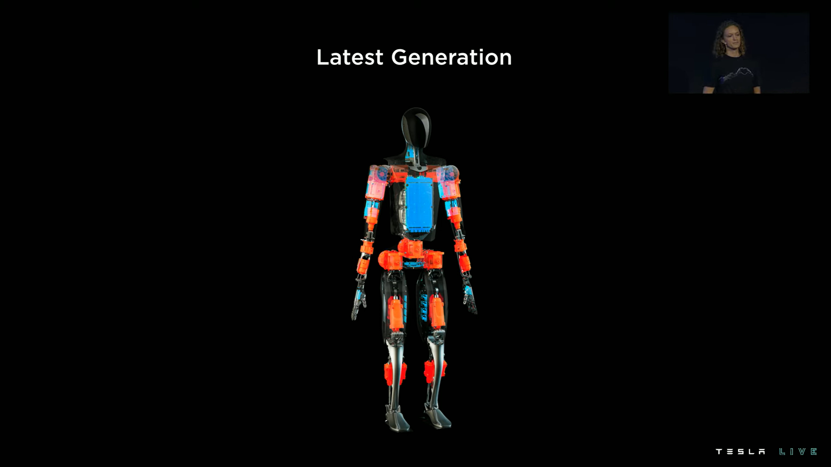 直接聊最新的版本，橙色执行器，蓝色是电驱动系统，说实话，这和汽车的区别实在是太大了。

要做的事情非常多。

电池组 2.3 kWh，52V 的系统电压。

#2022特斯拉AI日#

  - 图片 3