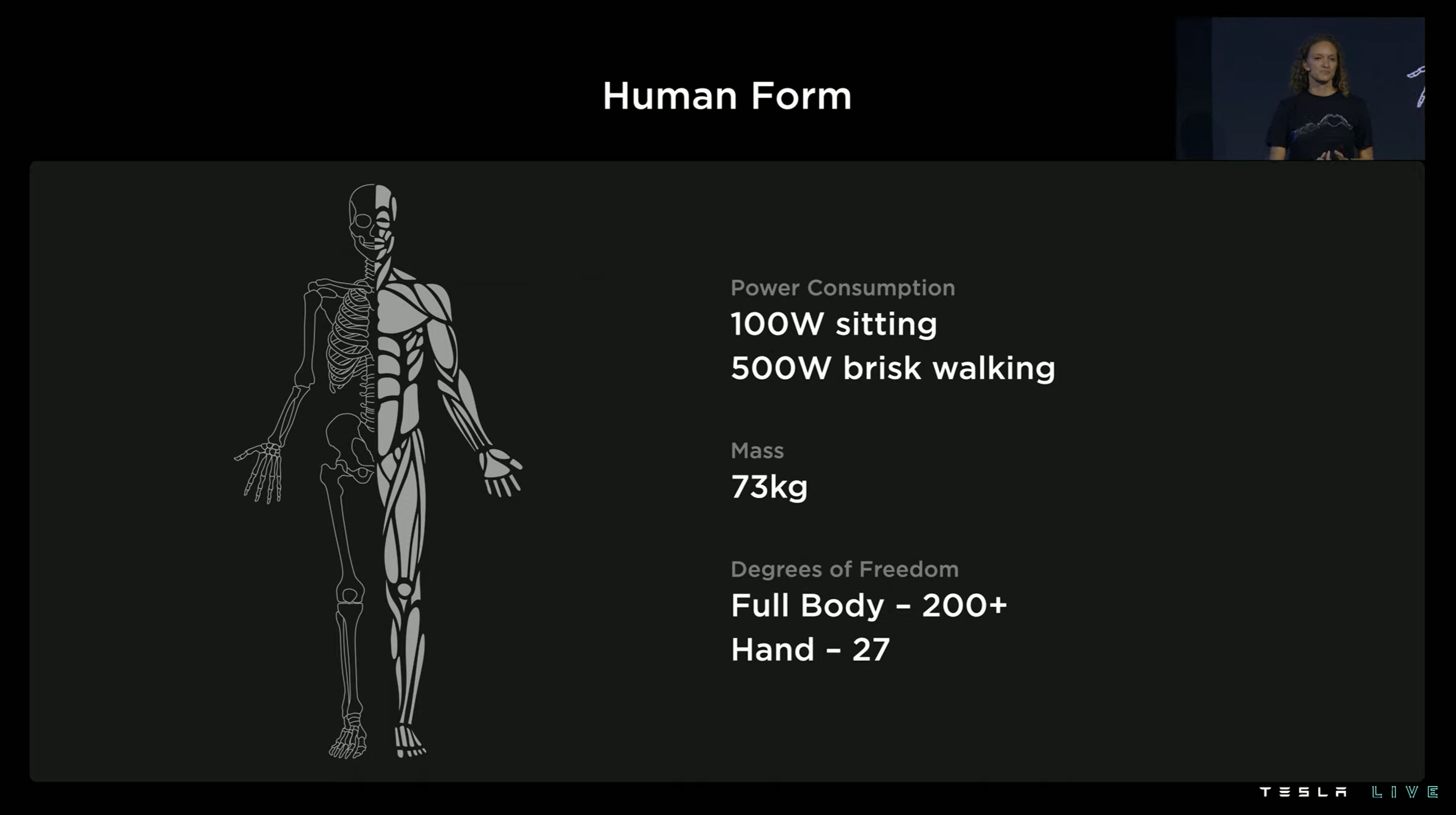 直接聊最新的版本，橙色执行器，蓝色是电驱动系统，说实话，这和汽车的区别实在是太大了。

要做的事情非常多。

电池组 2.3 kWh，52V 的系统电压。

#2022特斯拉AI日#

  - 图片 2